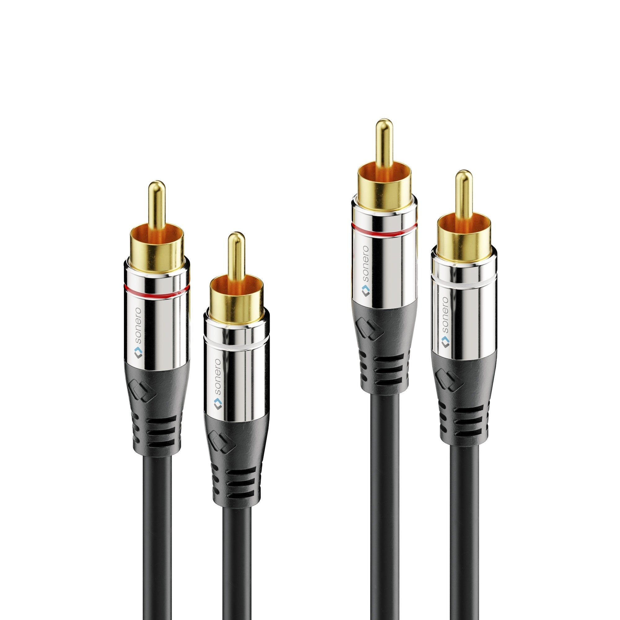 Sonero Cinch-Kabel (2×) – Stecker zu Stecker – 15 m, vergoldete Stecker