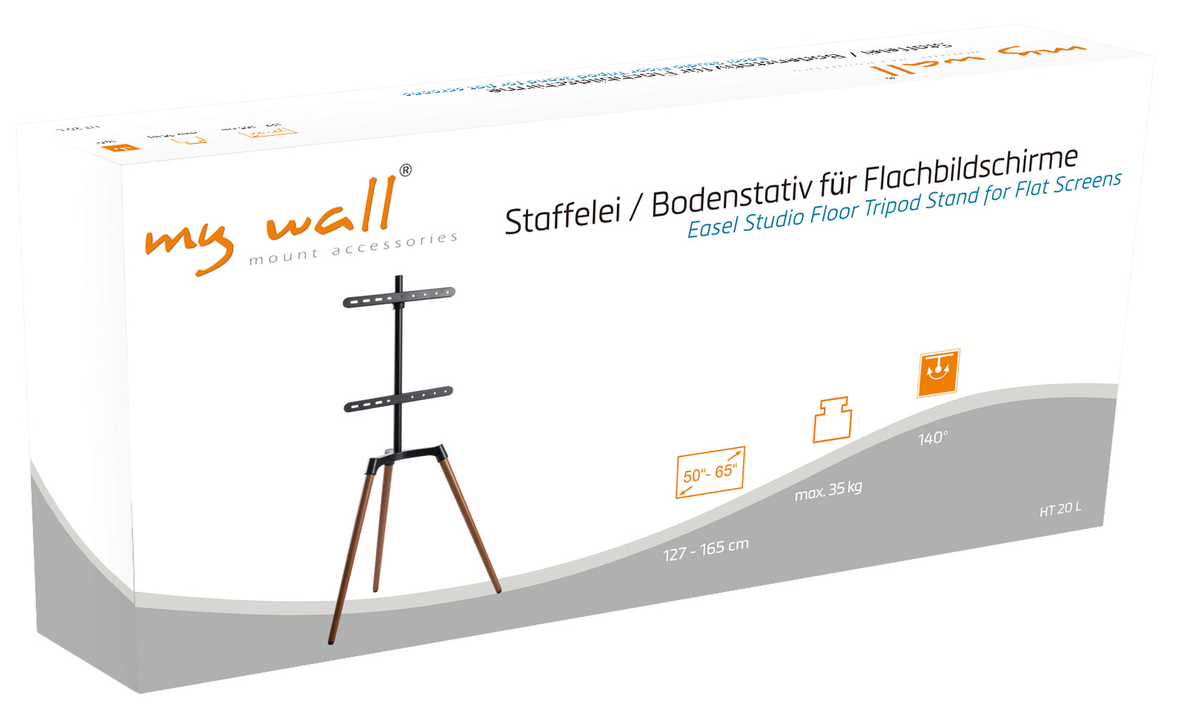myWall HT20 – Schwenkbarer und höhenverstellbarer Displayständer für 42–65″, VESA 200×200–400×400, bis 35 kg