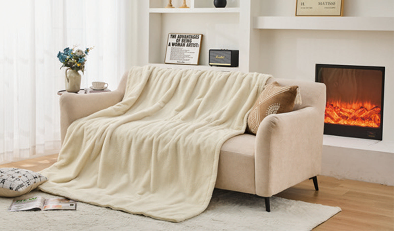Sonnenkönig Wohndecke – Fleece, Beige – 130 × 180 cm