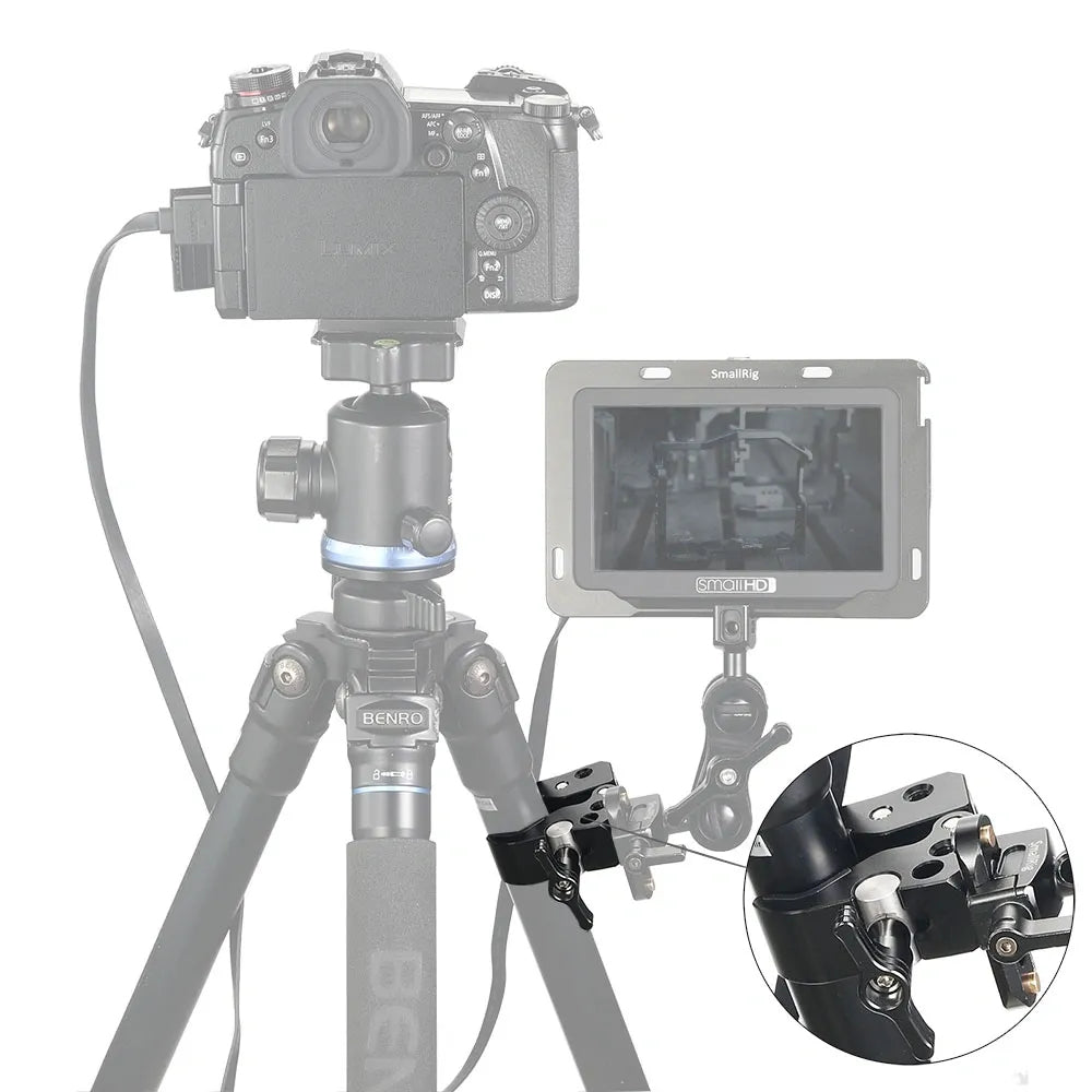 SmallRig 2220 Super Clamp Montageklemme – 1/4"-Anschluss, 2,5 kg Traglast – für Rods Ø 10–55 mm – Schwarz