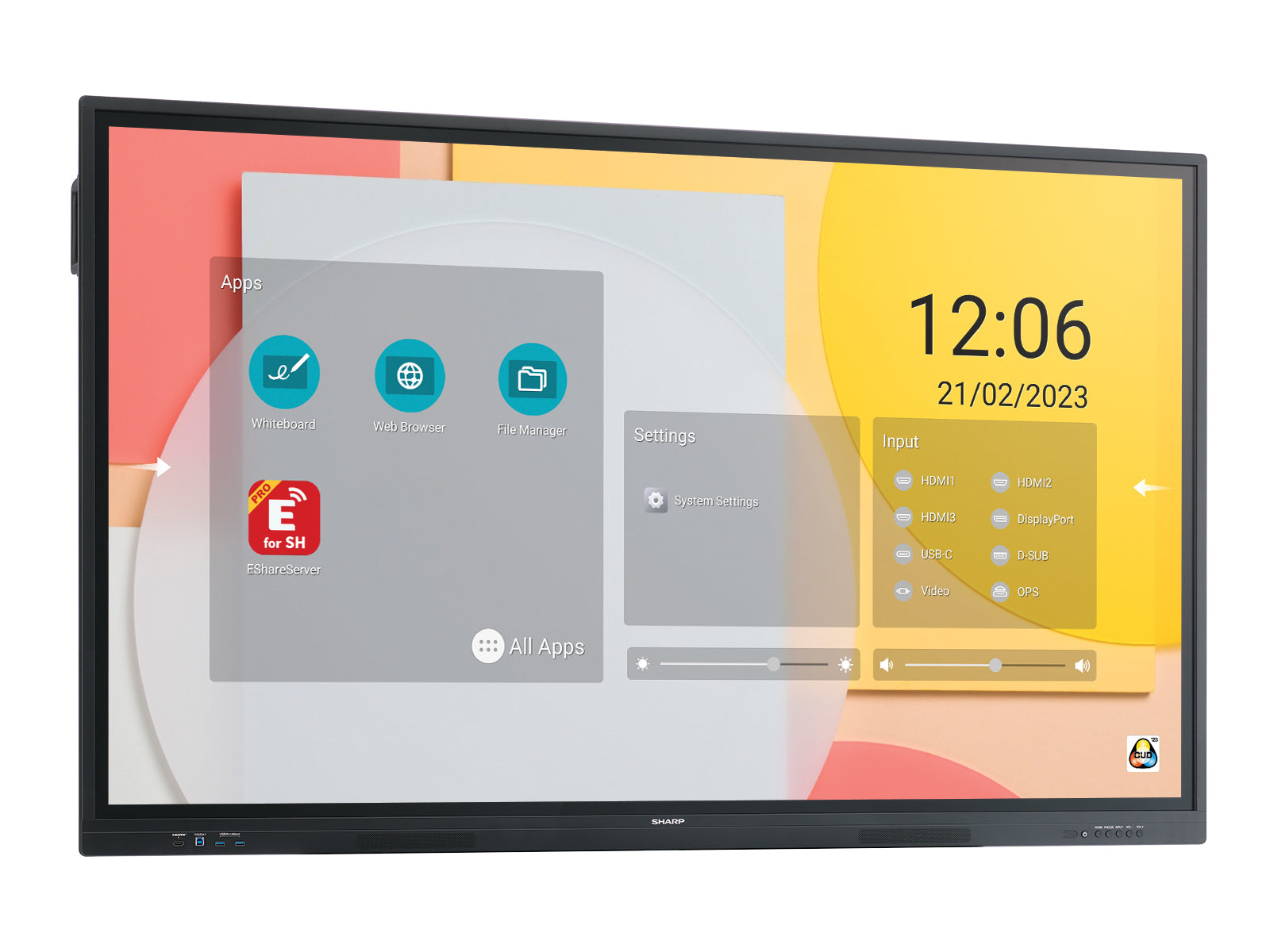 Sharp PN-LC652 – 65" Touch, 3840 × 2160 (4K), IPS, LAN