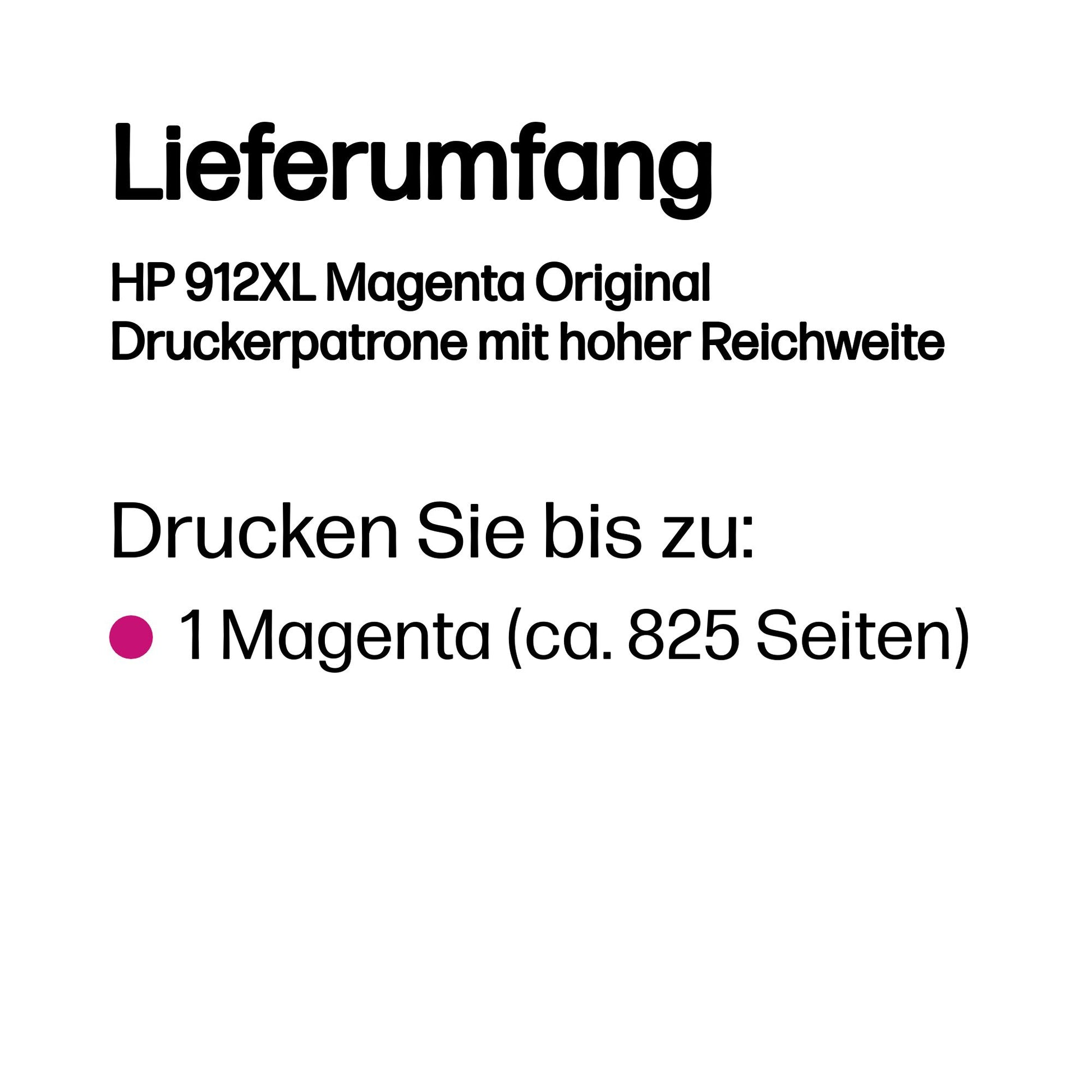 HP 912XL Magenta Tintenpatrone (Original) – 700 Seiten – für HP 912