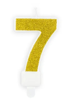 PartyDeco Geburtstagskerzen Zahl 7 – Gold – 7 cm – 1 Stk