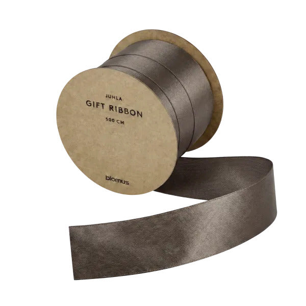Blomus Geschenkband, Satin, matt, Braun, Grün, 25 mm × 5 m, 1 Stk.