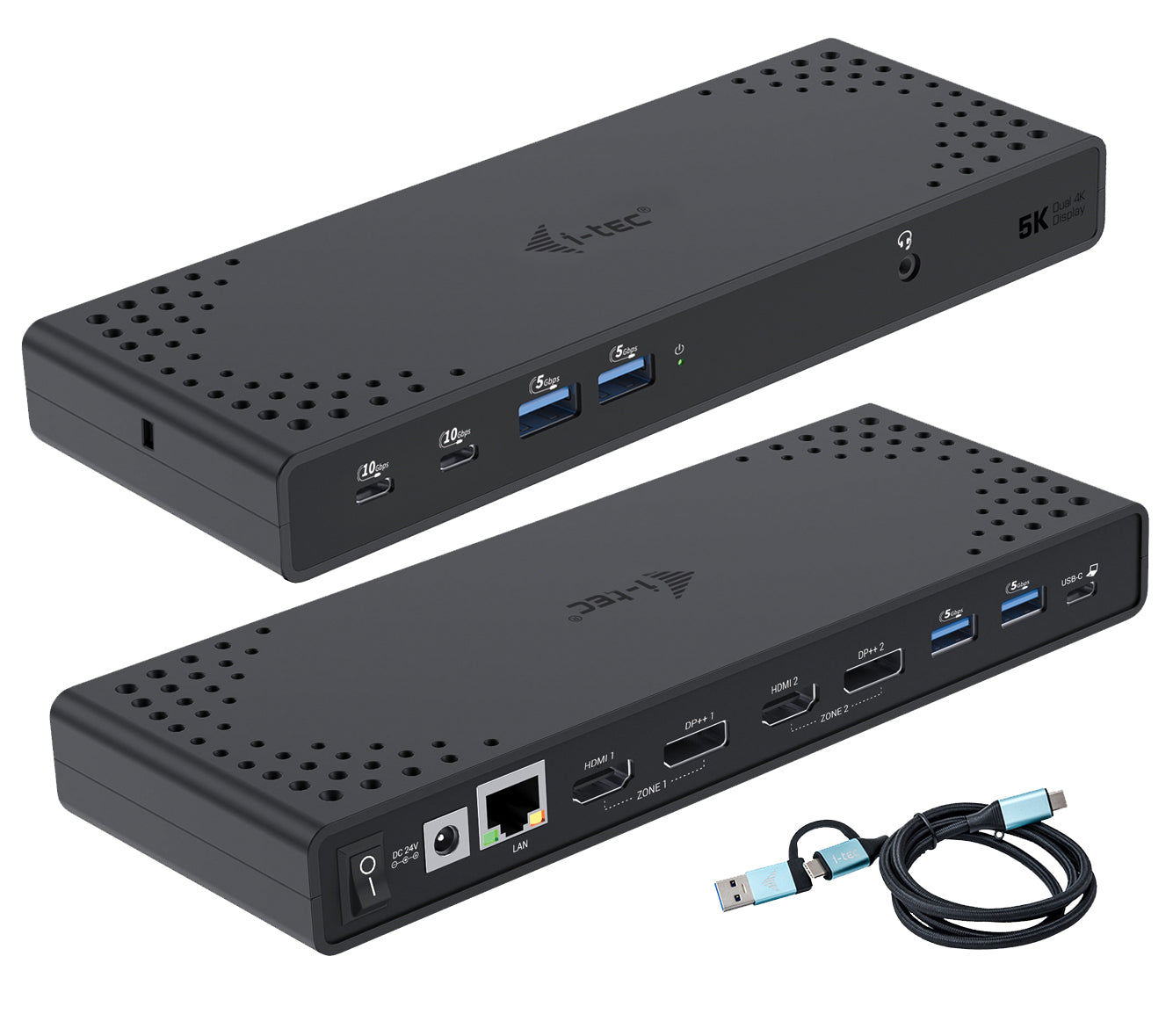 i-tec Dockingstation – USB-C, 2× DP, 2× HDMI, 4× USB-A, 2× USB-C, 100 W PD, GbE, für Windows/Mac/Linux