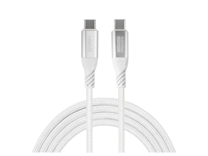 ONIT USB-C auf USB-C Kabel – USB4 80 Gbit/s – 1 m – PD 240 W – Textilmantel, Verstärkt – Weiss