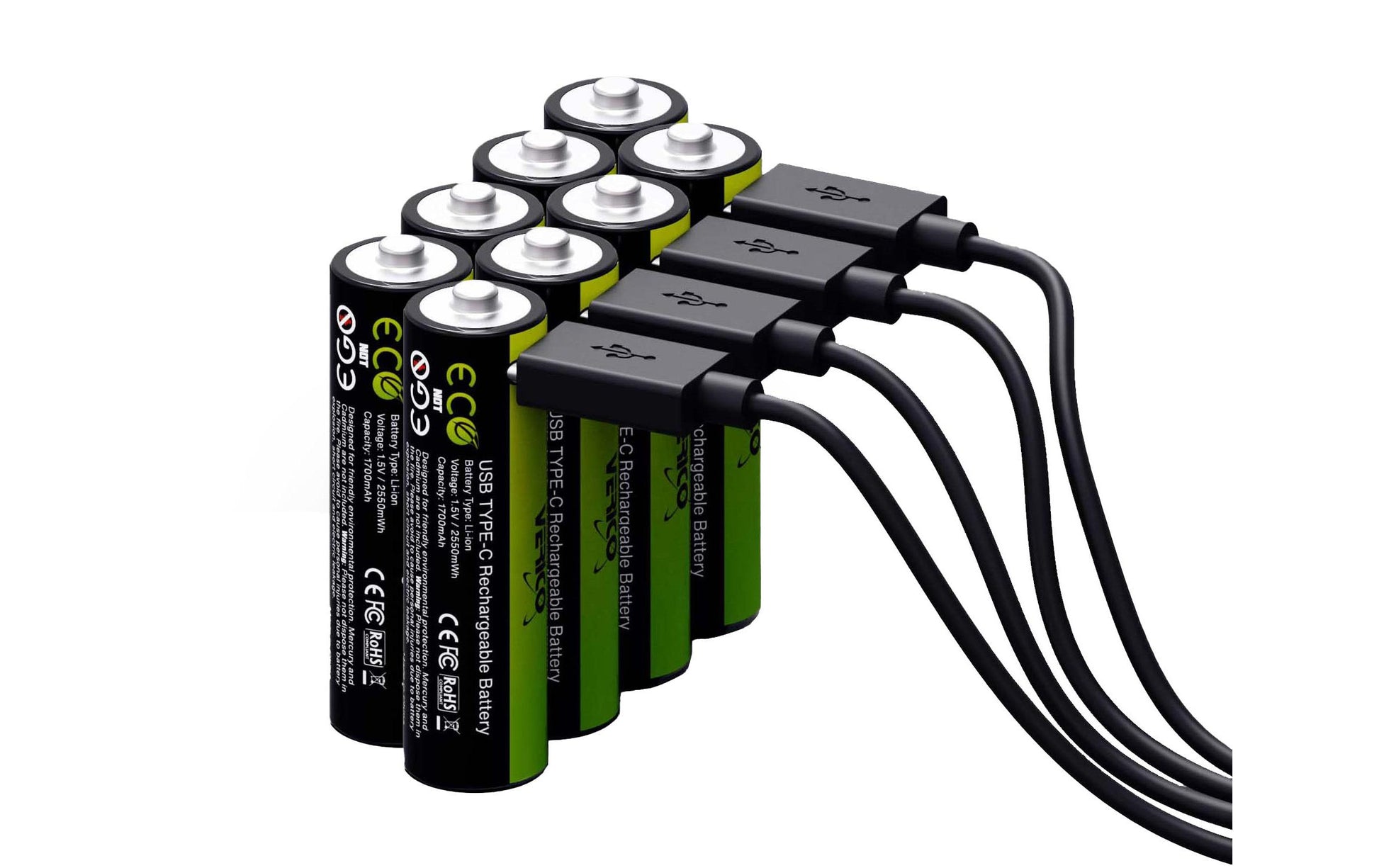 Verico LoopEnergy AA/AAA Akkus – NiMH, 1700 mAh (AA) / 600 mAh (AAA), 8 Stk.