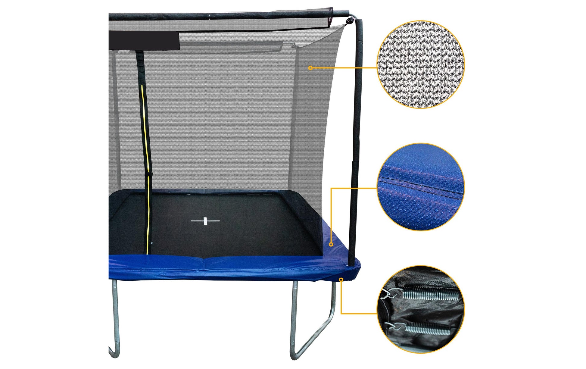KOOR Trampolin über der Erde – rechteckig – 244 × 305 cm – 120 kg Belastbarkeit – inkl. Leiter – schwarz/blau
