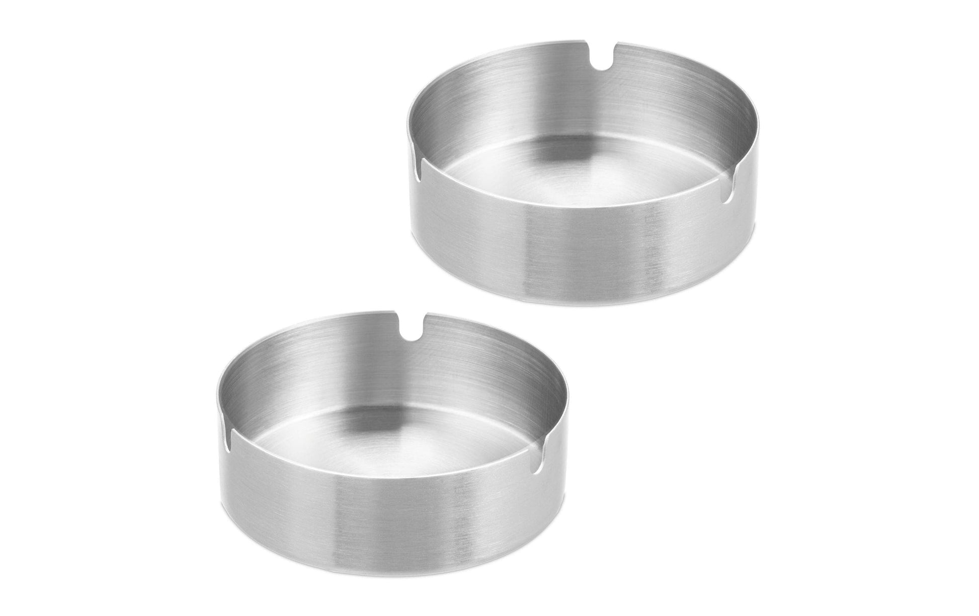 Relaxdays Aschenbecher – Ø 10 cm × 3,5 cm, Edelstahl, silber, spülmaschinenfest, 2 Stk.