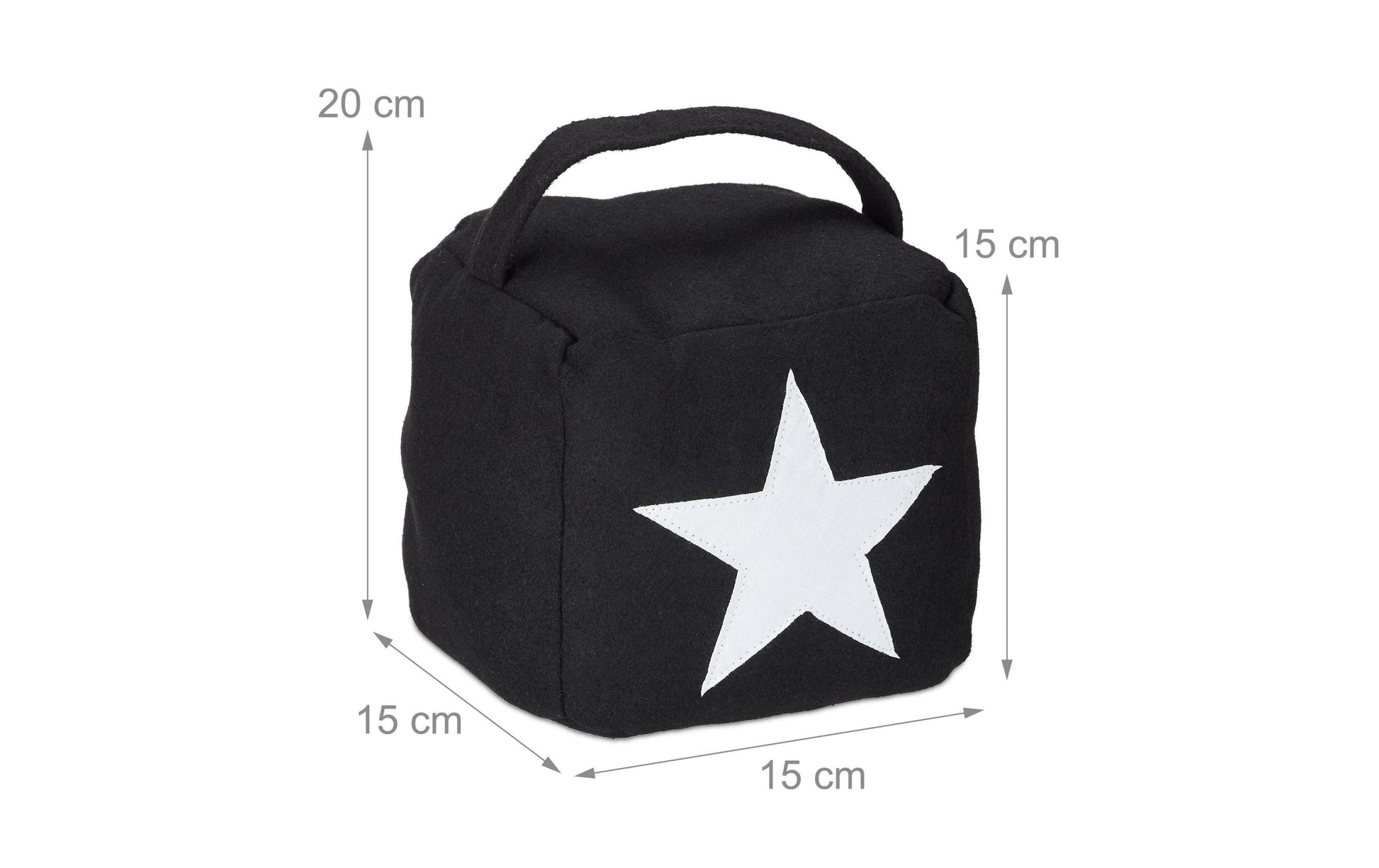Relaxdays Türstopper – Polyester/Sand – Schwarz – Ø 150 × H 200 mm