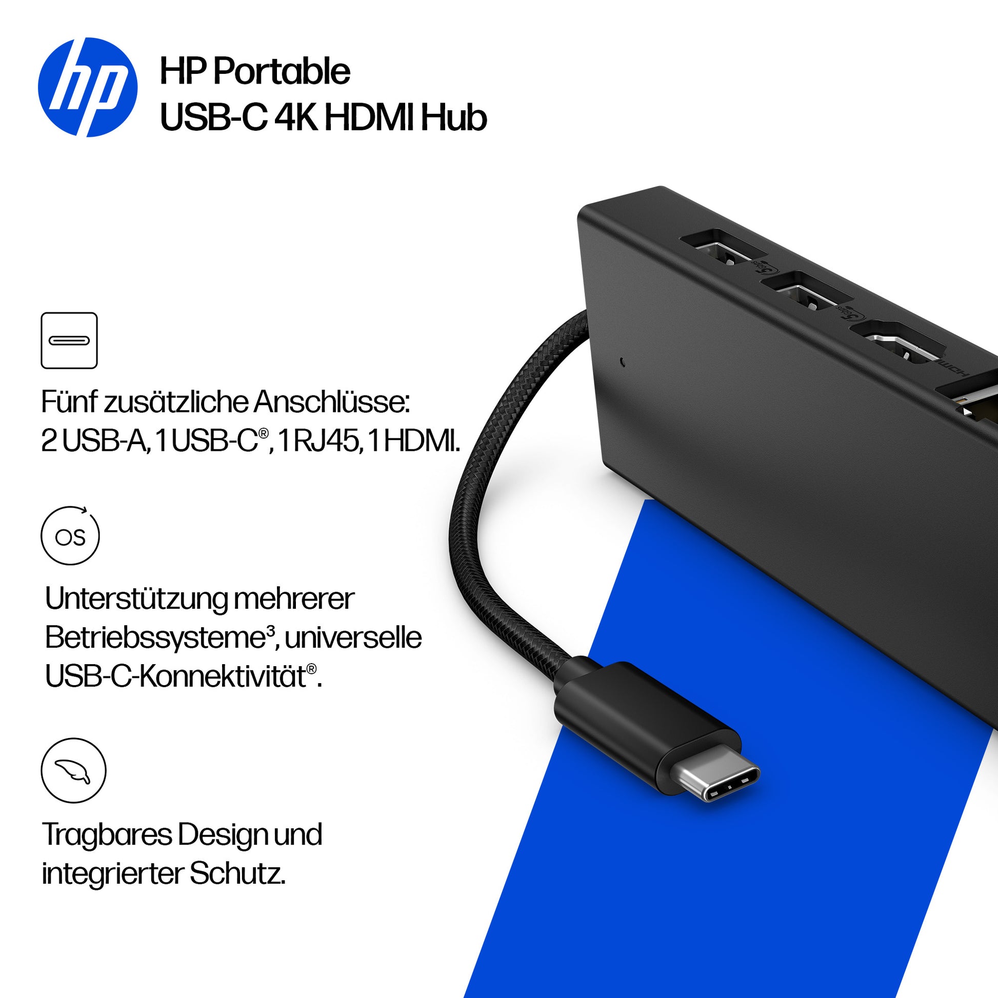 HP Multiport-Adapter – USB-C, HDMI, für Windows/Mac/ChromeOS
