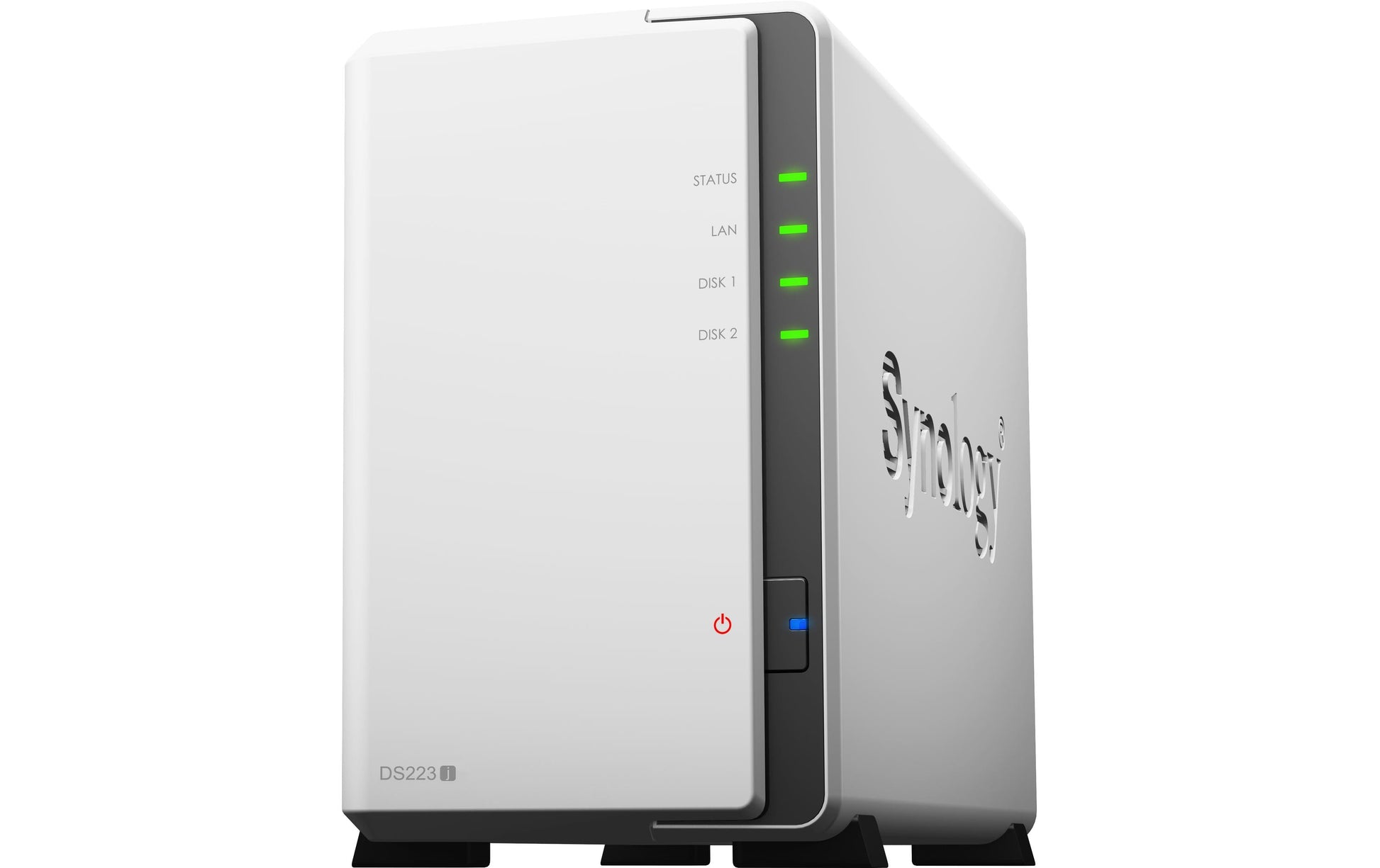 Synology DS223j – 2-Bay Desktop NAS – Realtek RTD1619B, 1 GB RAM, 1GbE, DSM, 16 TB (vorinstalliert)