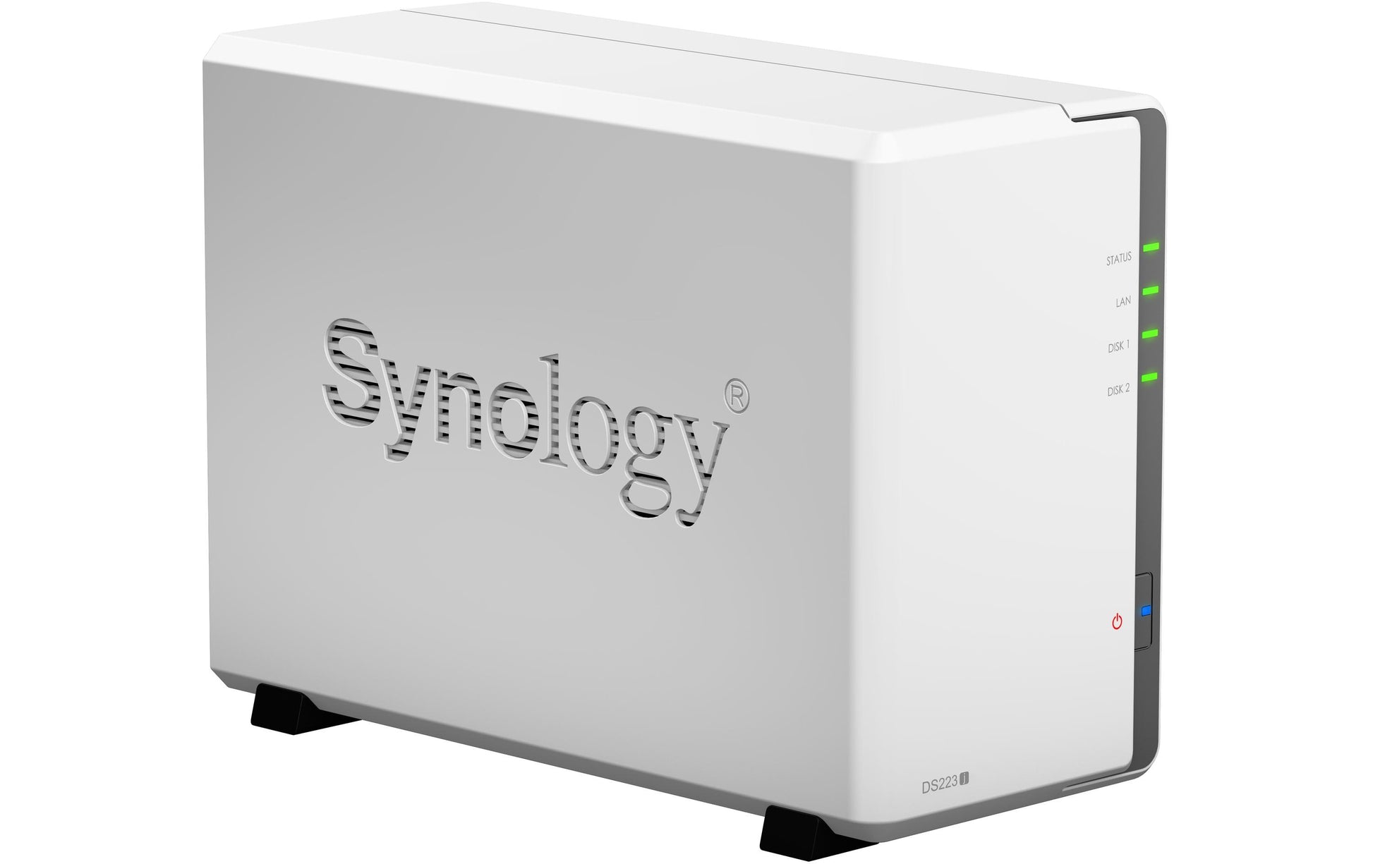Synology DS223j – 2-Bay Desktop NAS – Realtek RTD1619B, 1 GB RAM, 1GbE, DSM, 8 TB (vorinstalliert)
