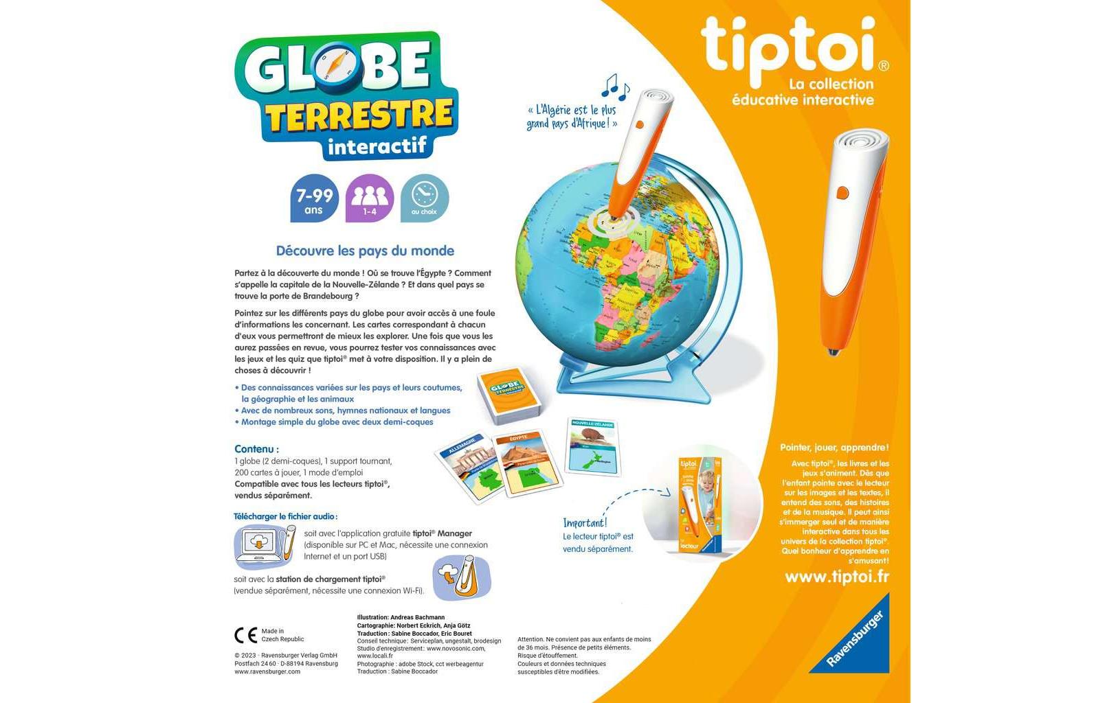 tiptoi Lernspiel – Interaktiver Globus, Brettspiel, 1–4 Spieler, ab 7 Jahren, Französisch