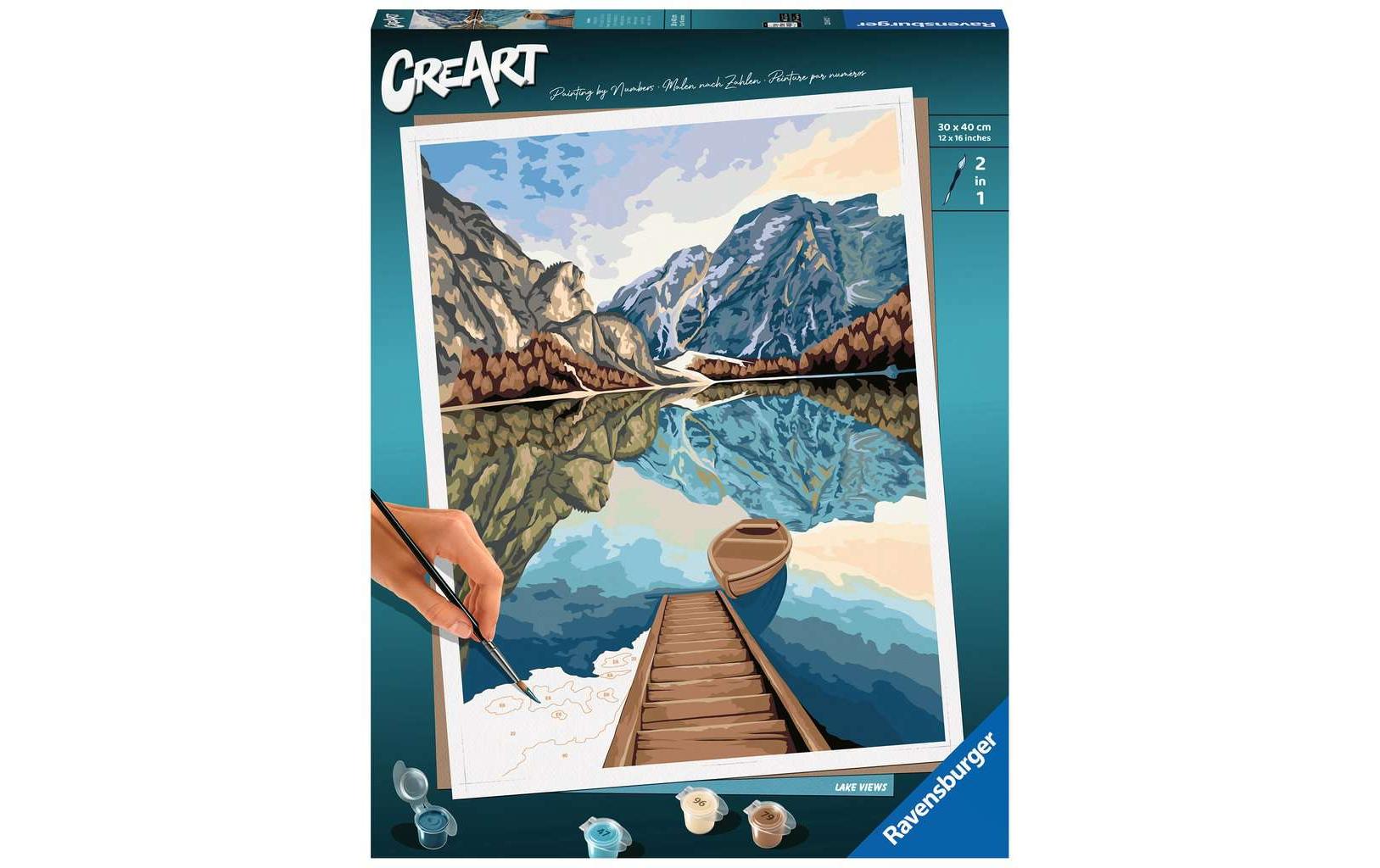 Ravensburger Creart Lake Views Serie B – Malen-nach-Zahlen-Set – See – 40 × 30 cm – ab 12 Jahren