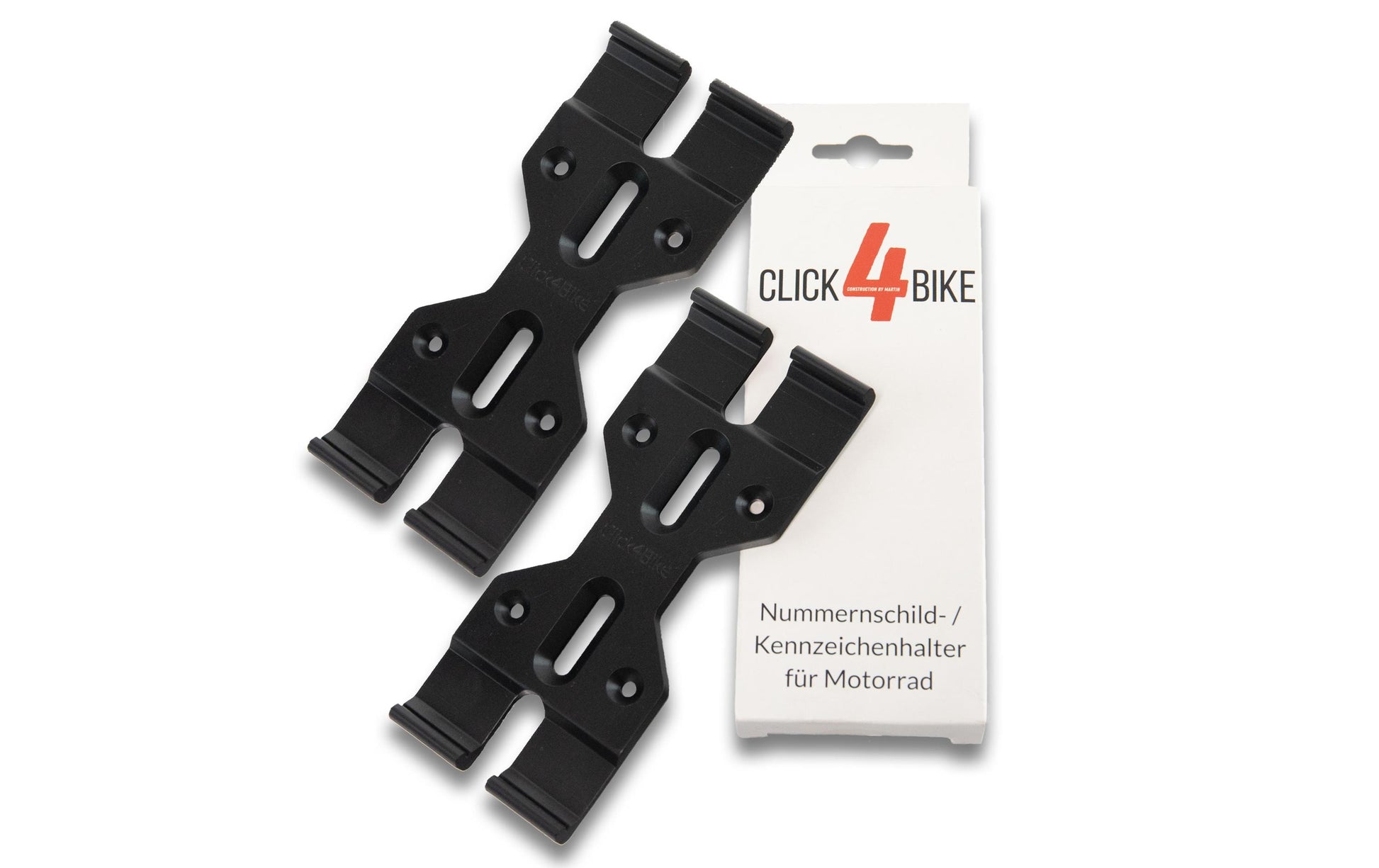 21CARS Wechselrahmen – für Motorrad-Kennzeichen (bis 5-stellig) – Klicksystem – schwarz – 2 Stk.