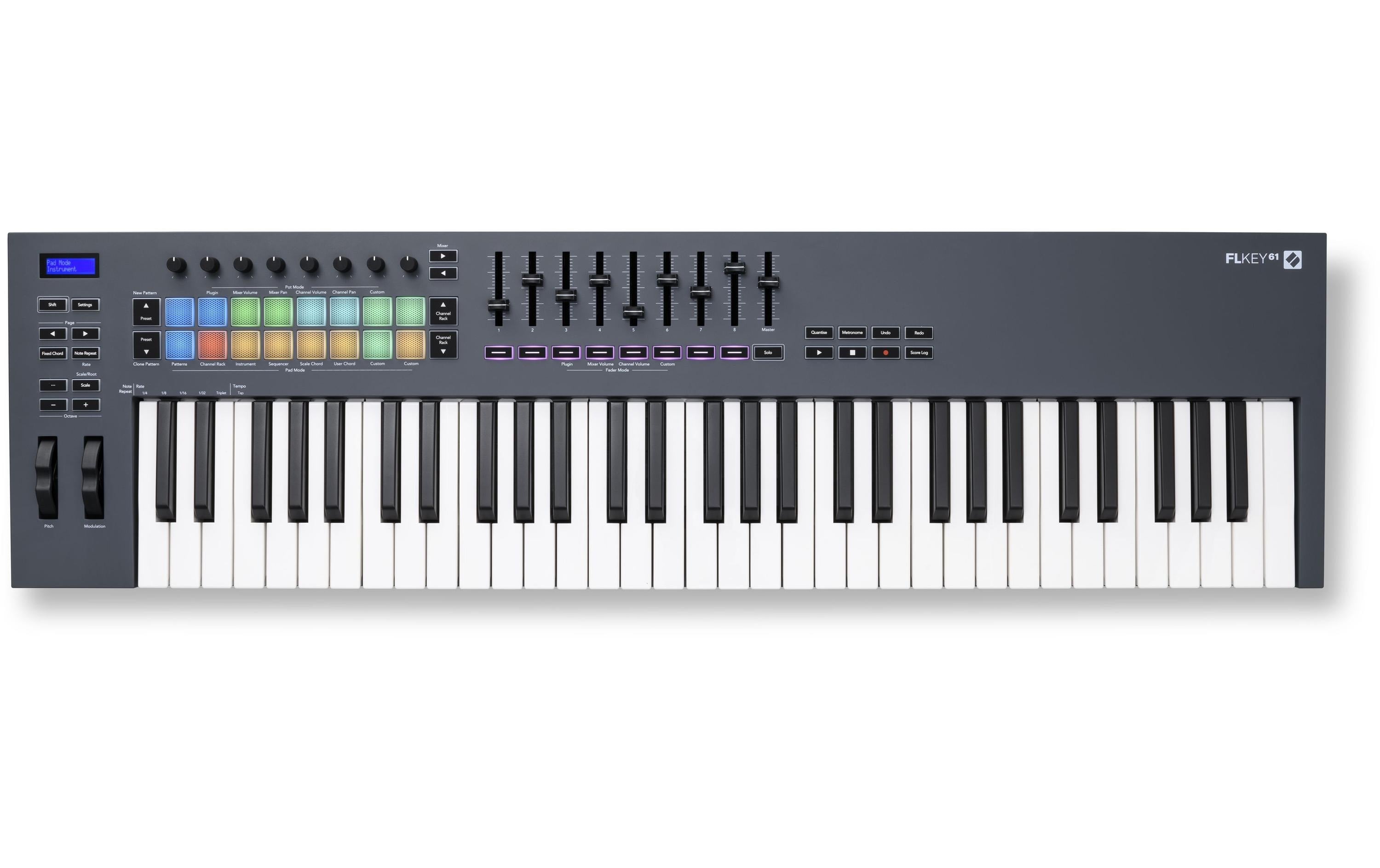 Novation FLkey 61 – 61-Tasten MIDI-Keyboard, USB, nicht gewichtete Tasten, Schwarz