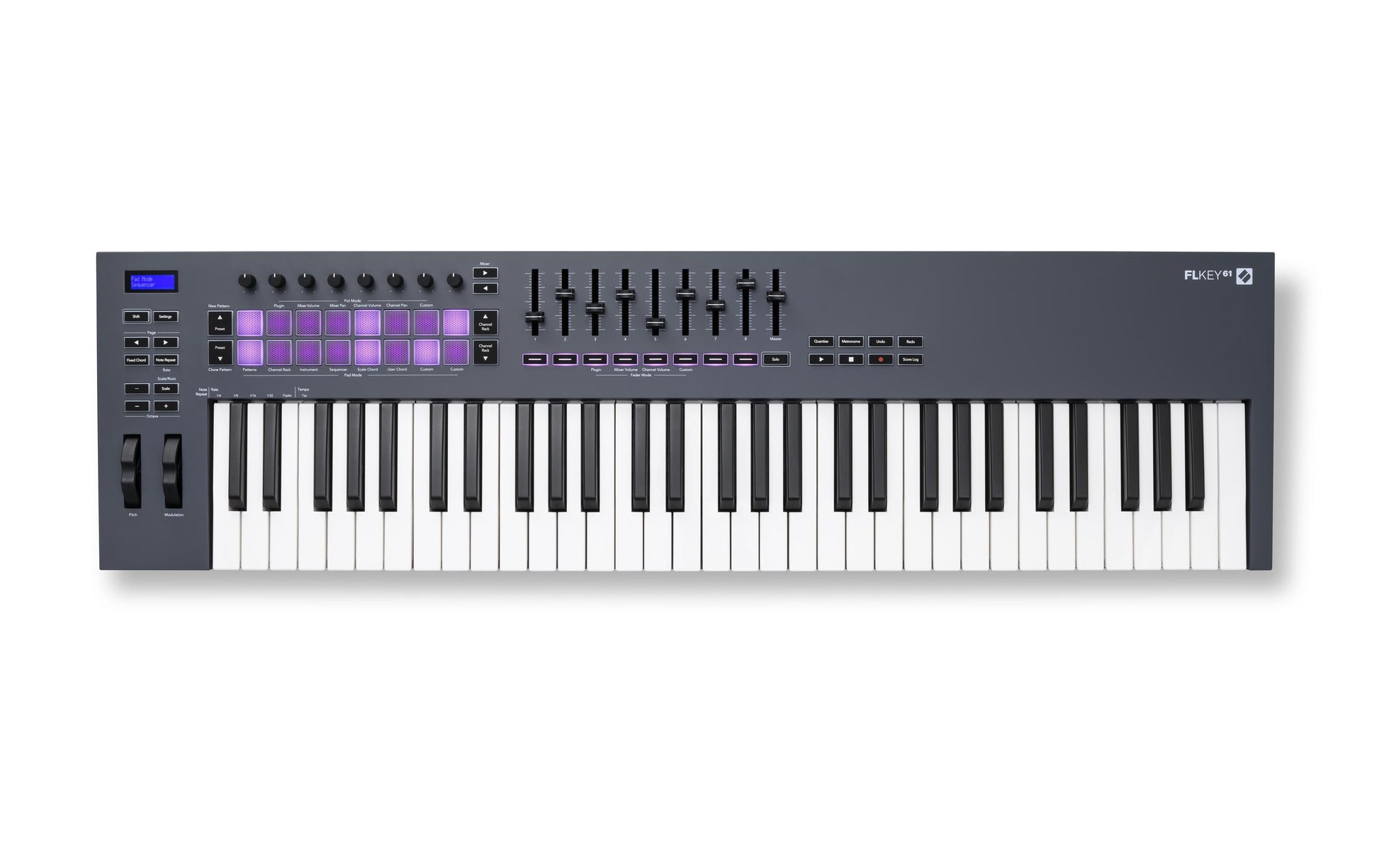 Novation FLkey 61 – 61-Tasten MIDI-Keyboard, USB, nicht gewichtete Tasten, Schwarz