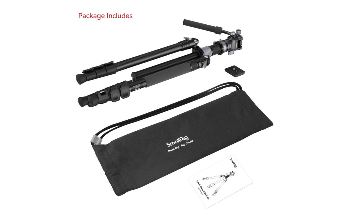 SmallRig 4221 Video-Stativ – bis 160 cm – 4 kg Traglast – Arca-Swiss Schnellwechselplatte, Videokopf – 1/4"