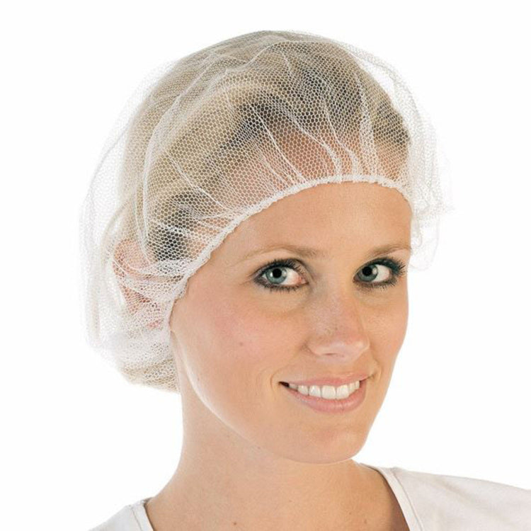 Mehrweghaube – 60 cm, 100 Stück – Nylon, Weiss, waschbar, latexfrei