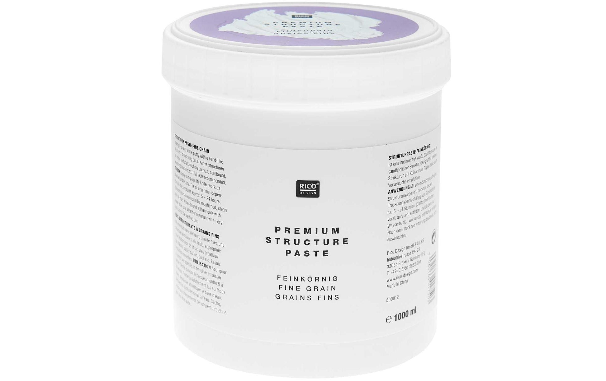 Rico Design Rico ART Premium Strukturpaste – Weiss, 3D-Effekt – 1 l
