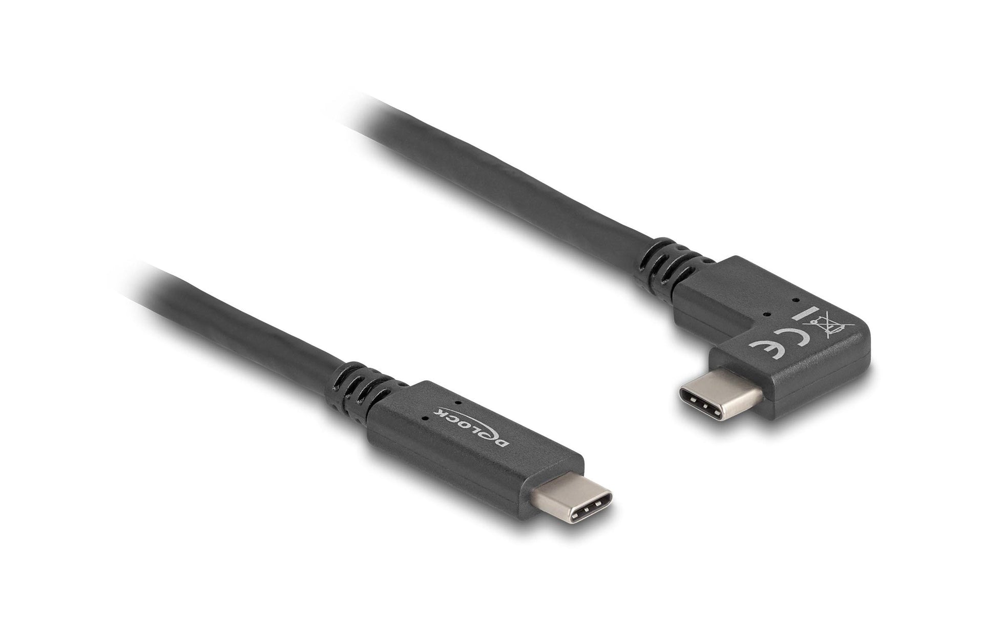 DeLOCK USB-C auf USB-C Kabel – USB 3.2 Gen 1 (5 Gbit/s) – 2 m – PD 60 W – Abgewinkelt – Schwarz