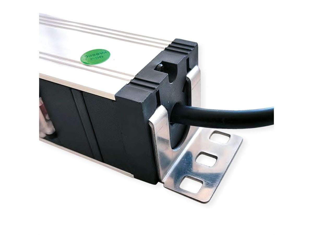 VALUE 19" Steckdosenleiste, 7× Schuko (Typ F), mit Schalter, 1U, 3 m, Stecker CEE 7/7