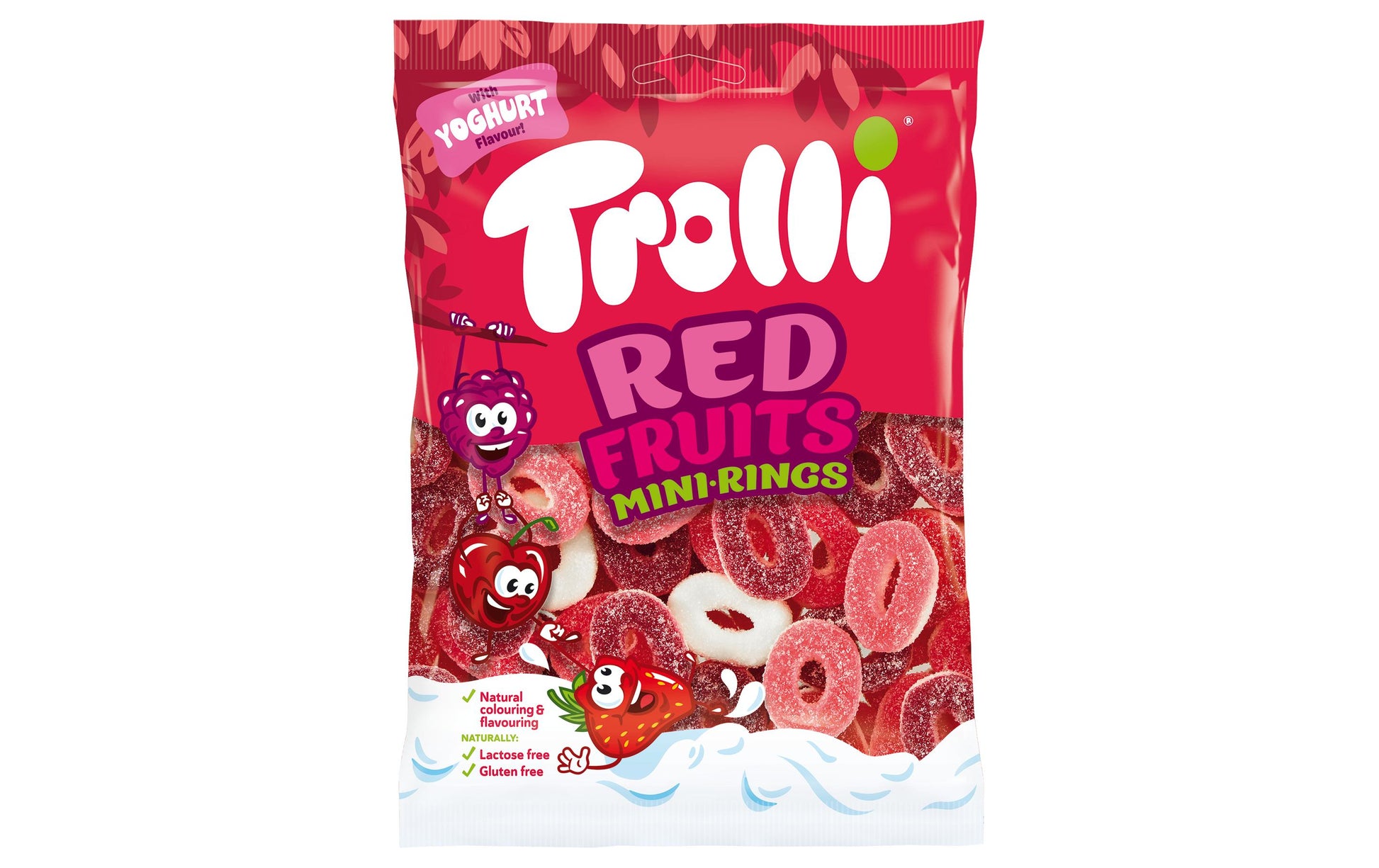 Trolli Red Fruits Miniringe Gummibonbons – Kirsche, Himbeere, Erdbeere – 200 g