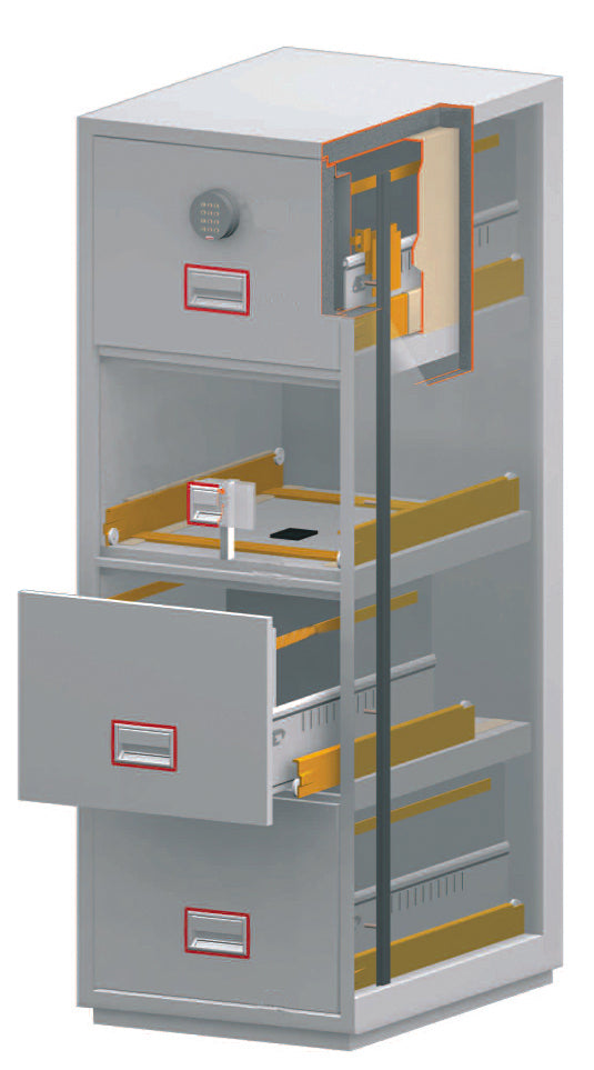 Phoenix Safe Co. Phoenix Feuerschutz-Dokumentenschrank FS2254K – Schlüsselschloss – 530×675×1495 mm – Feuerschutz 90 min – Weiss