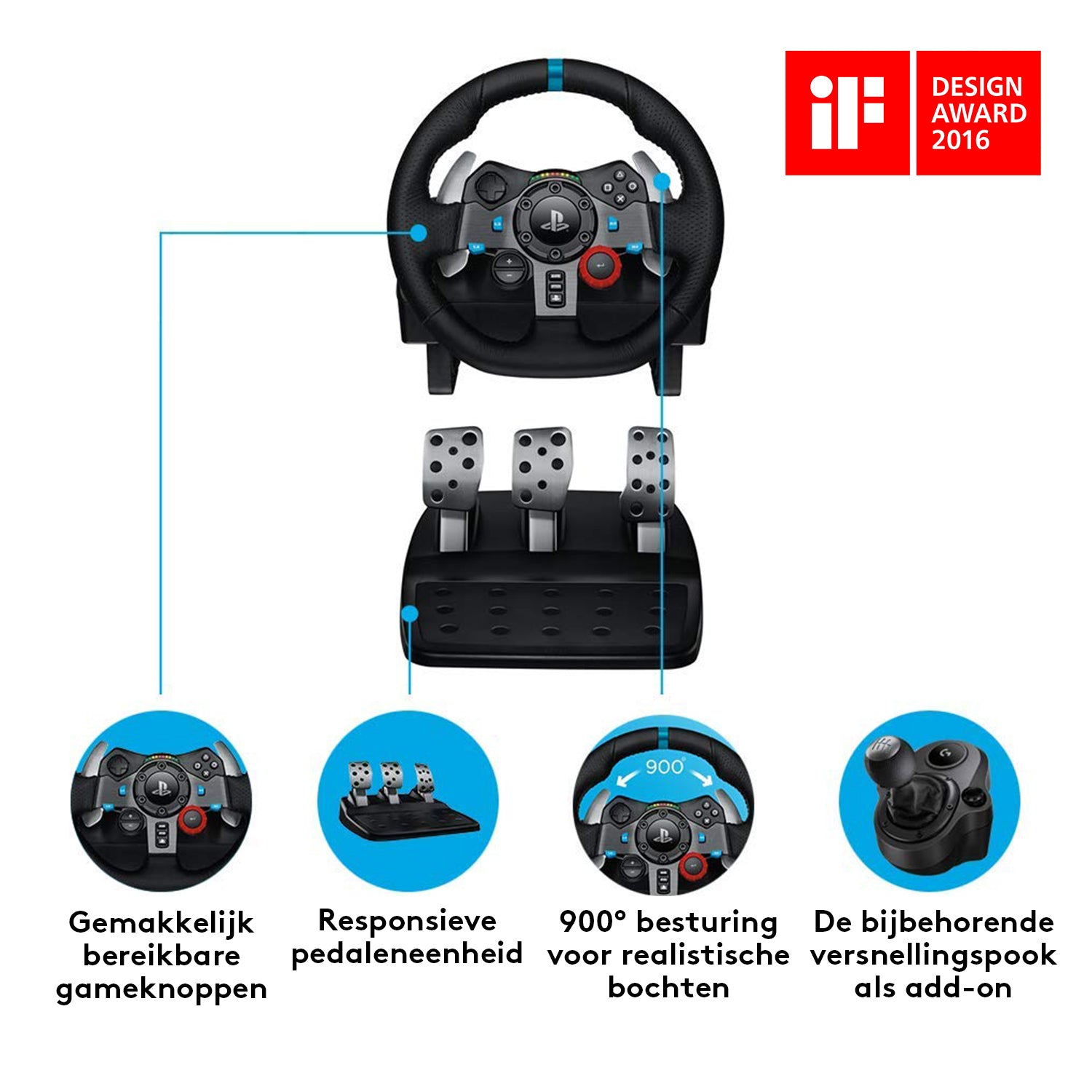 Logitech G G29 Driving Force – Joystick – USB (kabelgebunden), Force-Feedback, für PC & PlayStation
