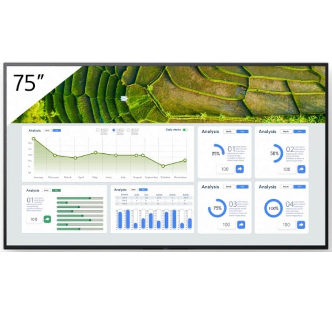 Sony FW-75BZ30L – 75" Signage-Display – 4K UHD – LCD (IPS) – Android – 60 Hz – 440 cd/m² – 24/7 – Dolby Vision