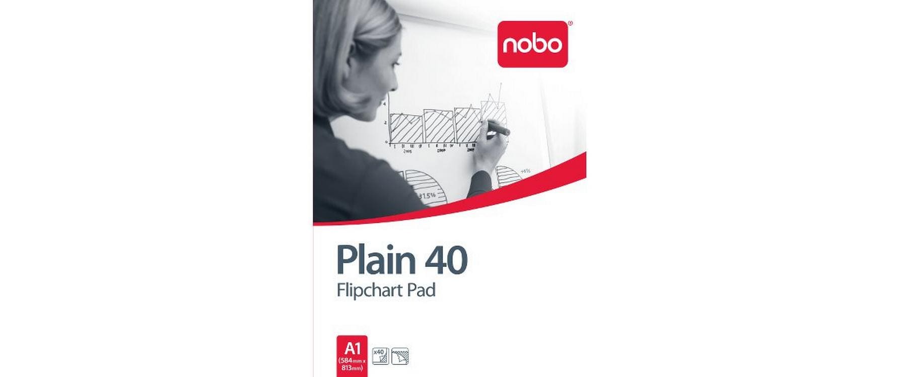 Nobo Flipchartblock blanko – 58 × 81 cm, 40 Blatt, 60 g/m²