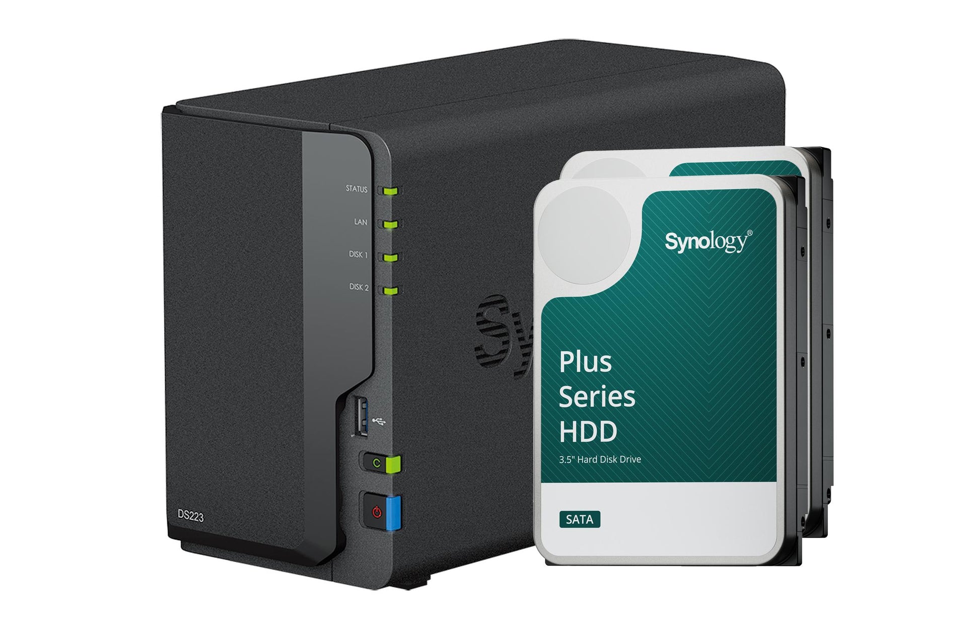 Synology DS223 – 2-Bay Desktop NAS – Realtek RTD1619B, 2 GB RAM, 1GbE, DSM, 8 TB HDD vorinstalliert