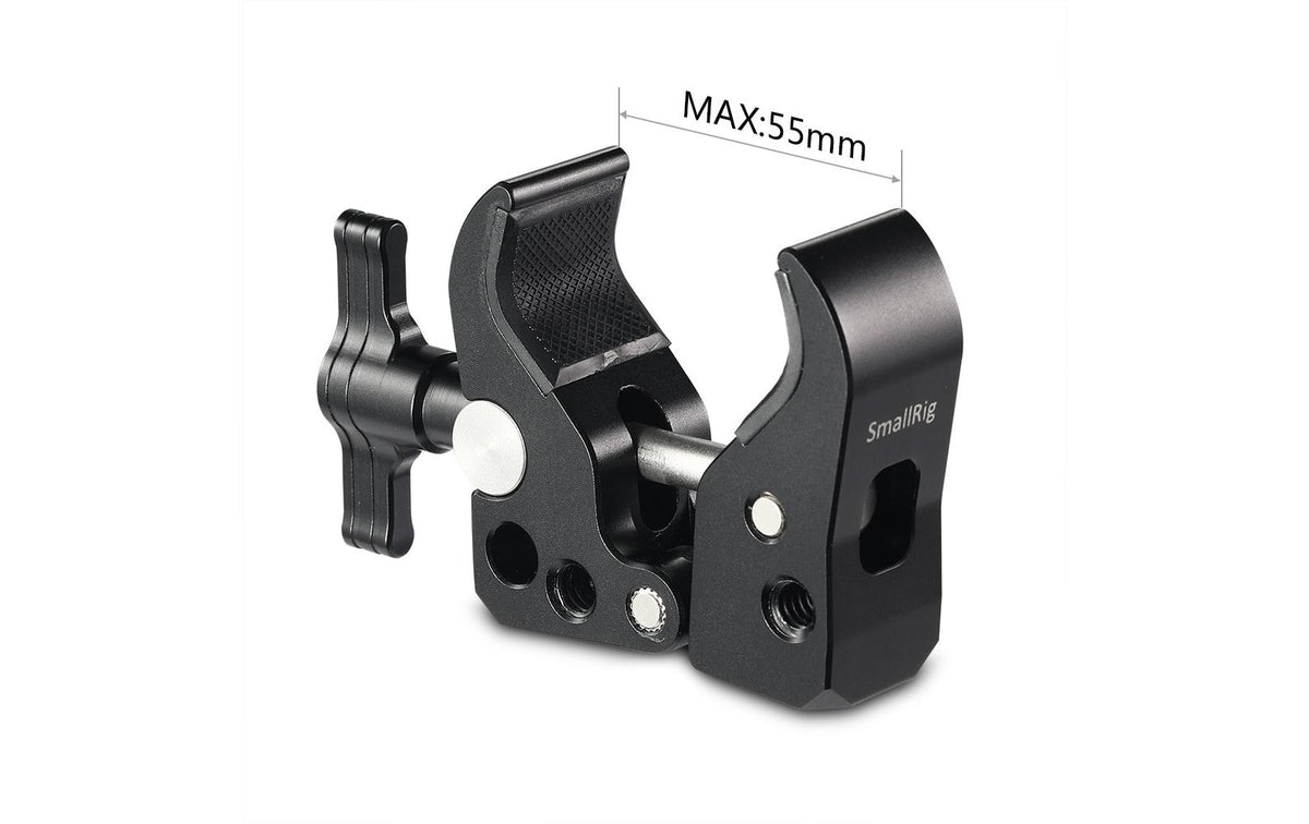 SmallRig 2220 Super Clamp Montageklemme – 1/4"-Anschluss, 2,5 kg Traglast – für Rods Ø 10–55 mm – Schwarz