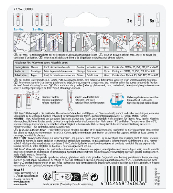 TESA Klebenagel – Kunststoff, weiss, 12 × 14 × 1,9 cm – 1er-Pack