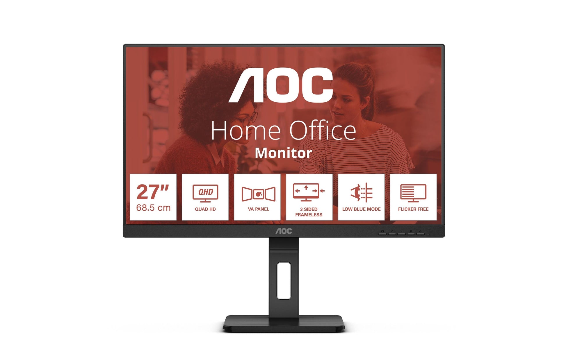 AOC Q27E3UMF – Monitor, 27", 2560 × 1440 (WQHD), VA, 75 Hz, 300 cd/m², VESA 100 × 100, Schwarz