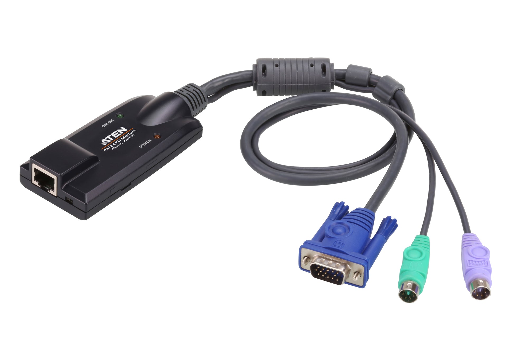 ATEN KA7520 PS/2 zu VGA KVM-Adapter – 1920 × 1200, 0,25 m – für PS/2-PCs – Schwarz
