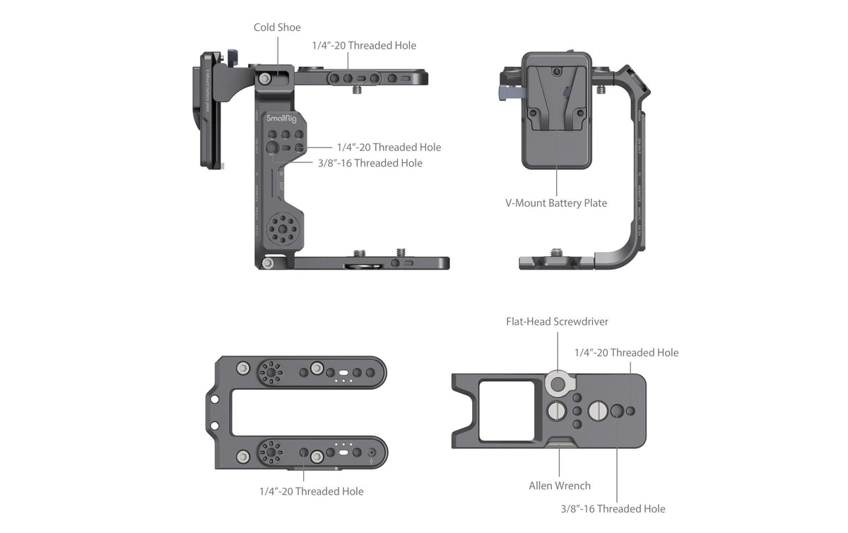 SmallRig 4124 Käfig-Bausatz – Aluminium, Schwarz – für Sony FX6