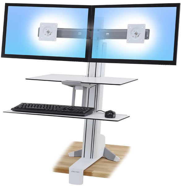 Ergotron WorkFit-S Dual Wandhalterung – bis 24", 11,3 kg, neigbar, drehbar, weiss