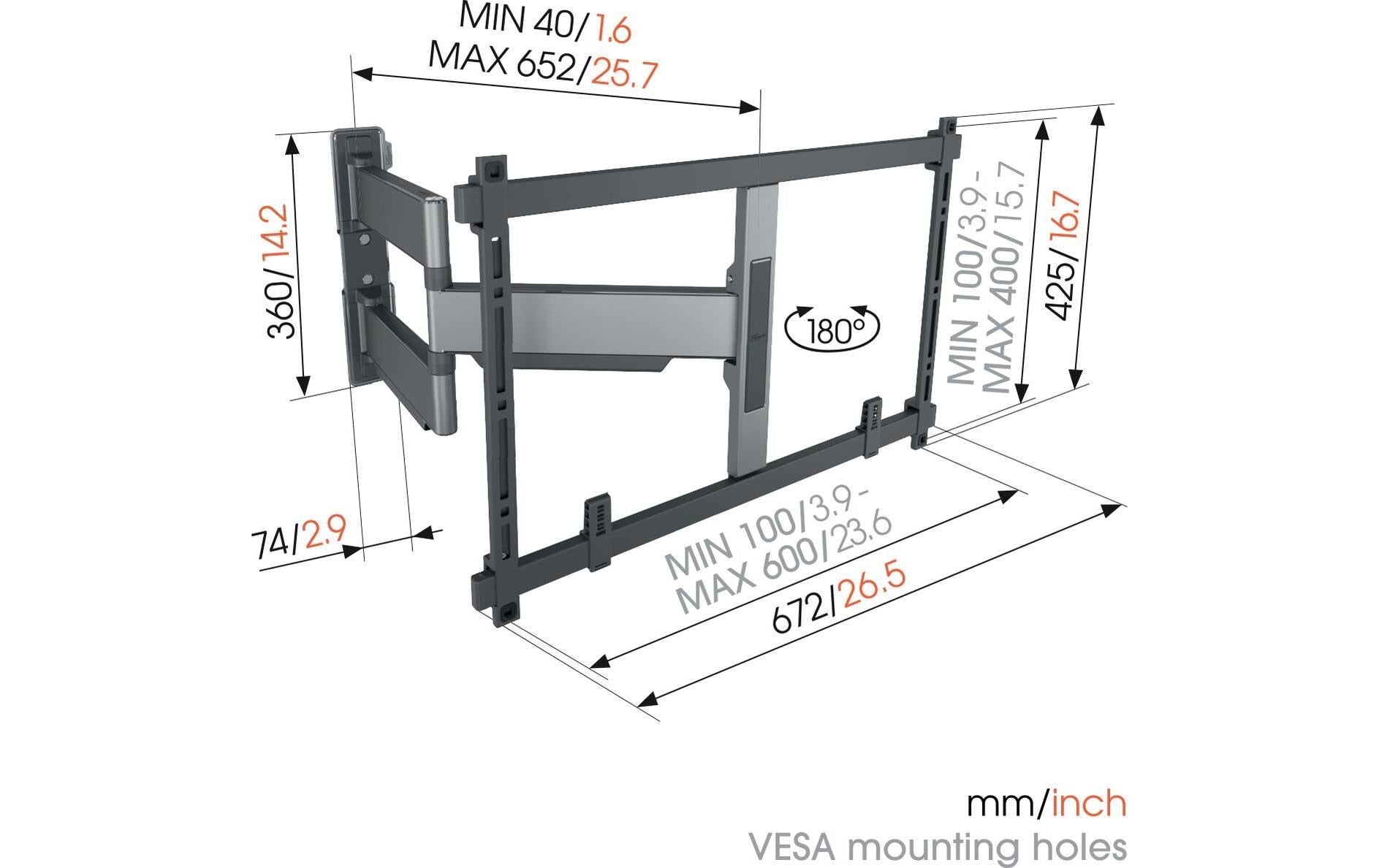Vogel's 6VO TVM 5645B – Wandhalterung, ausziehbar, drehbar, für 70", VESA 300×200, bis 45 kg, schwarz