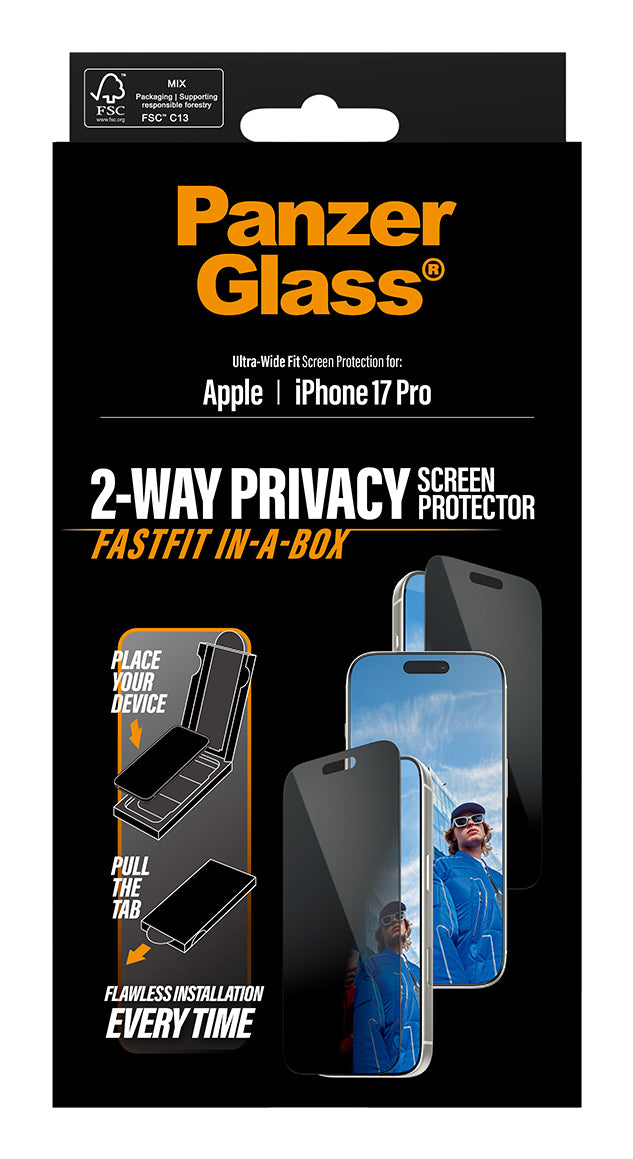 PanzerGlass Privacy Displayschutzfolie – für Apple iPhone 17 Pro – kratzfest