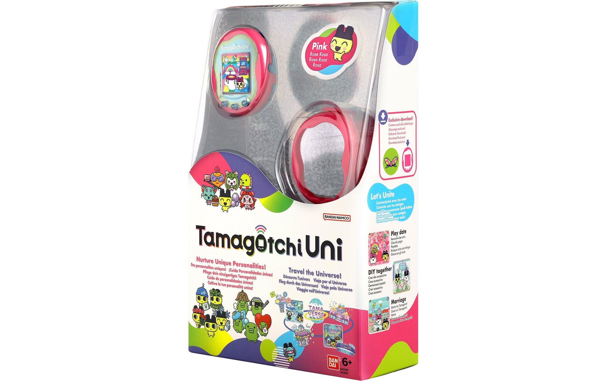 Bandai Tamagotchi Uni – 24 × 15 × 6,5 cm – LiPo-Akku, Laden per USB, WLAN – ab 6 J. – rosa