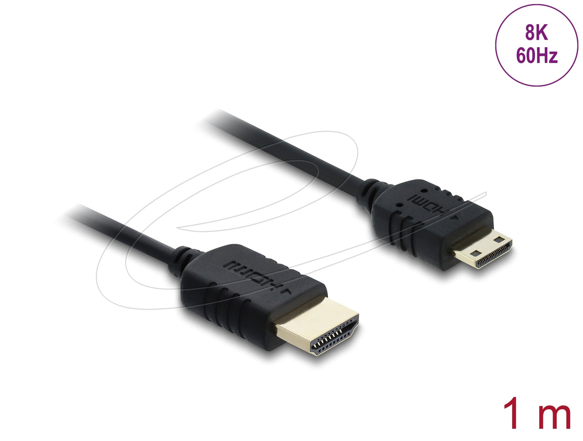 DeLOCK Mini-HDMI auf HDMI Kabel HDMI 2.1 8K 60 Hz – 1 m – HDR, ARC