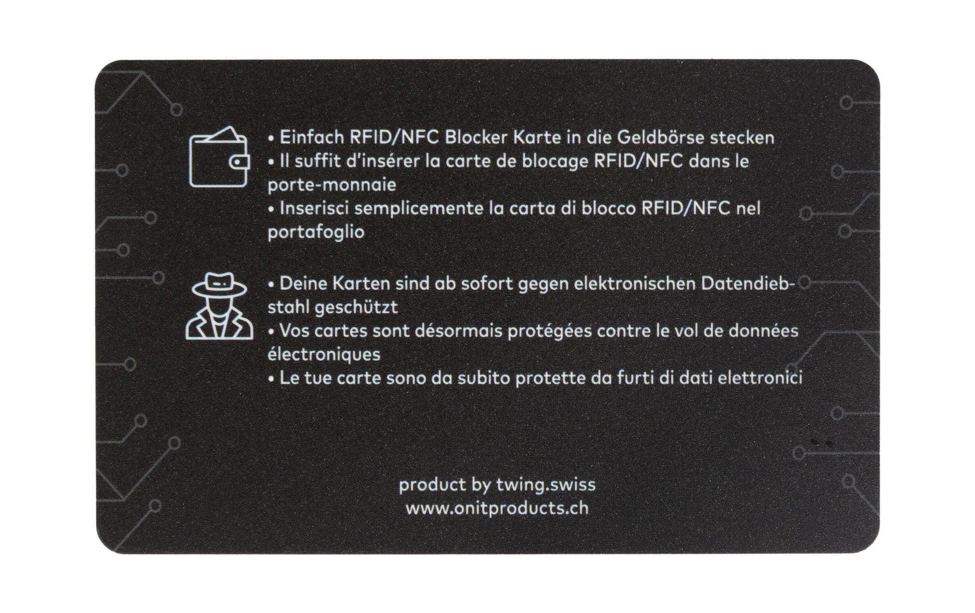 ONIT RFID-Blocker – RFID-Schutz – 85 × 54 mm – Schwarz – F01640