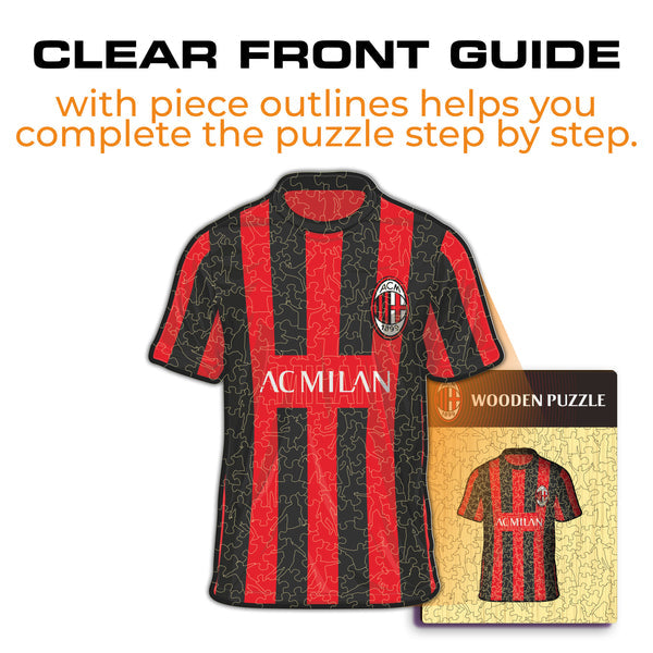 Iconic Puzzles Puzzle AC Milan – 150 Teile – 21 × 25 cm – ab 10 J. – Holz – schwarz/rot