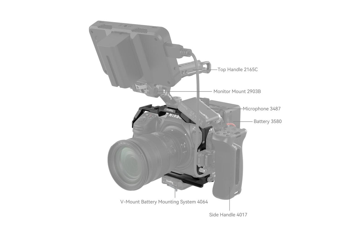 SmallRig 3940 Cage – Aluminium, 159,1 × 56,8 × 80 mm, 203 g – für Nikon Z 8 – Grau/Schwarz