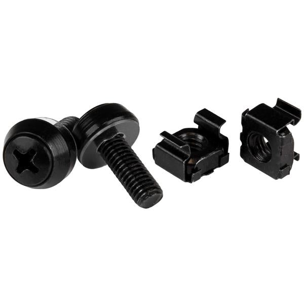 StarTech.com Schrauben + Käfigmuttern M6 – Kuppelkopf, 12 mm, Stahl, Schwarz, 100 Stk.
