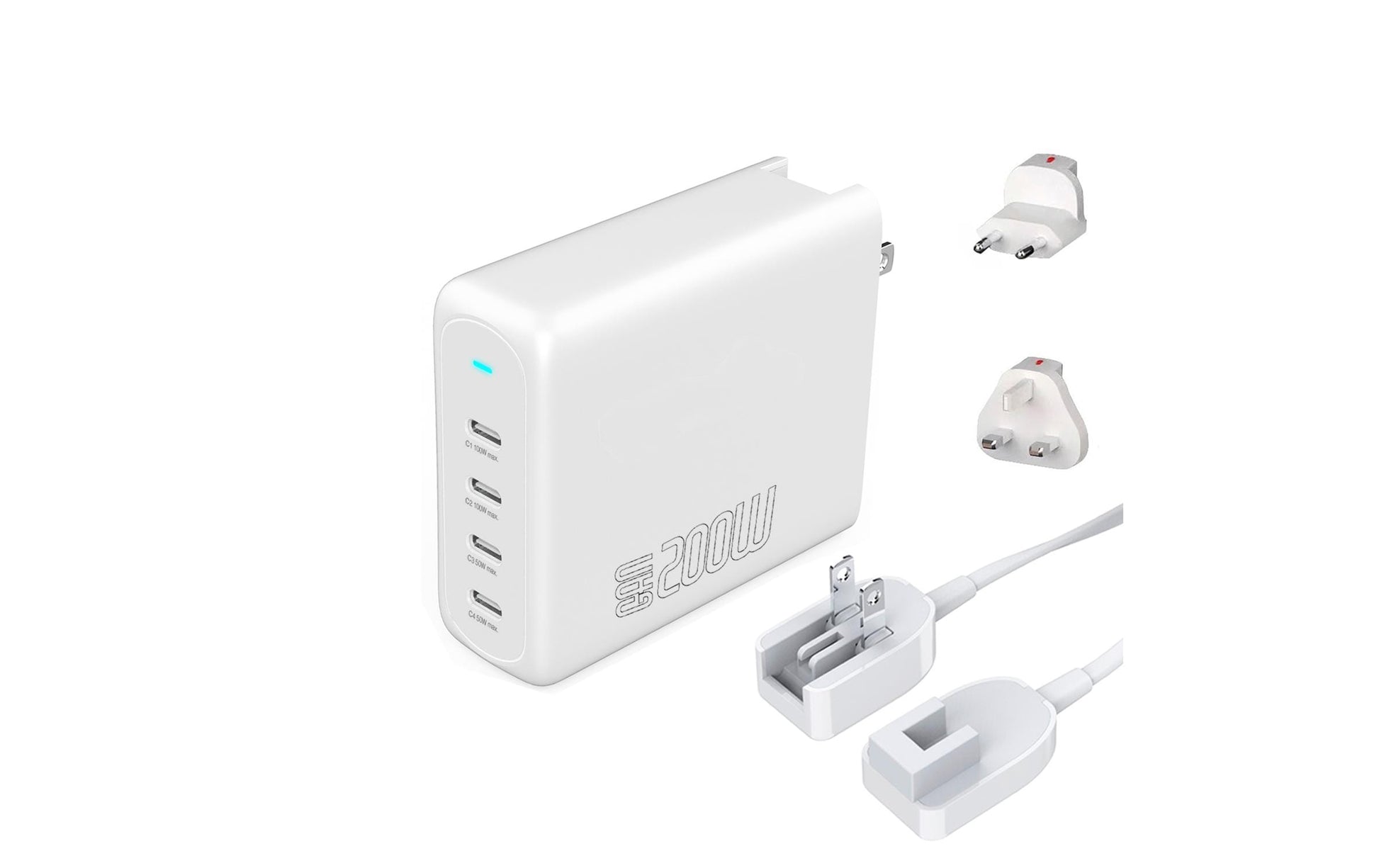 4smarts Charger Flex Pro USB-Desktop-Ladegerät 200 W – USB-C×4 – PD 3.0, GaN – Weiss