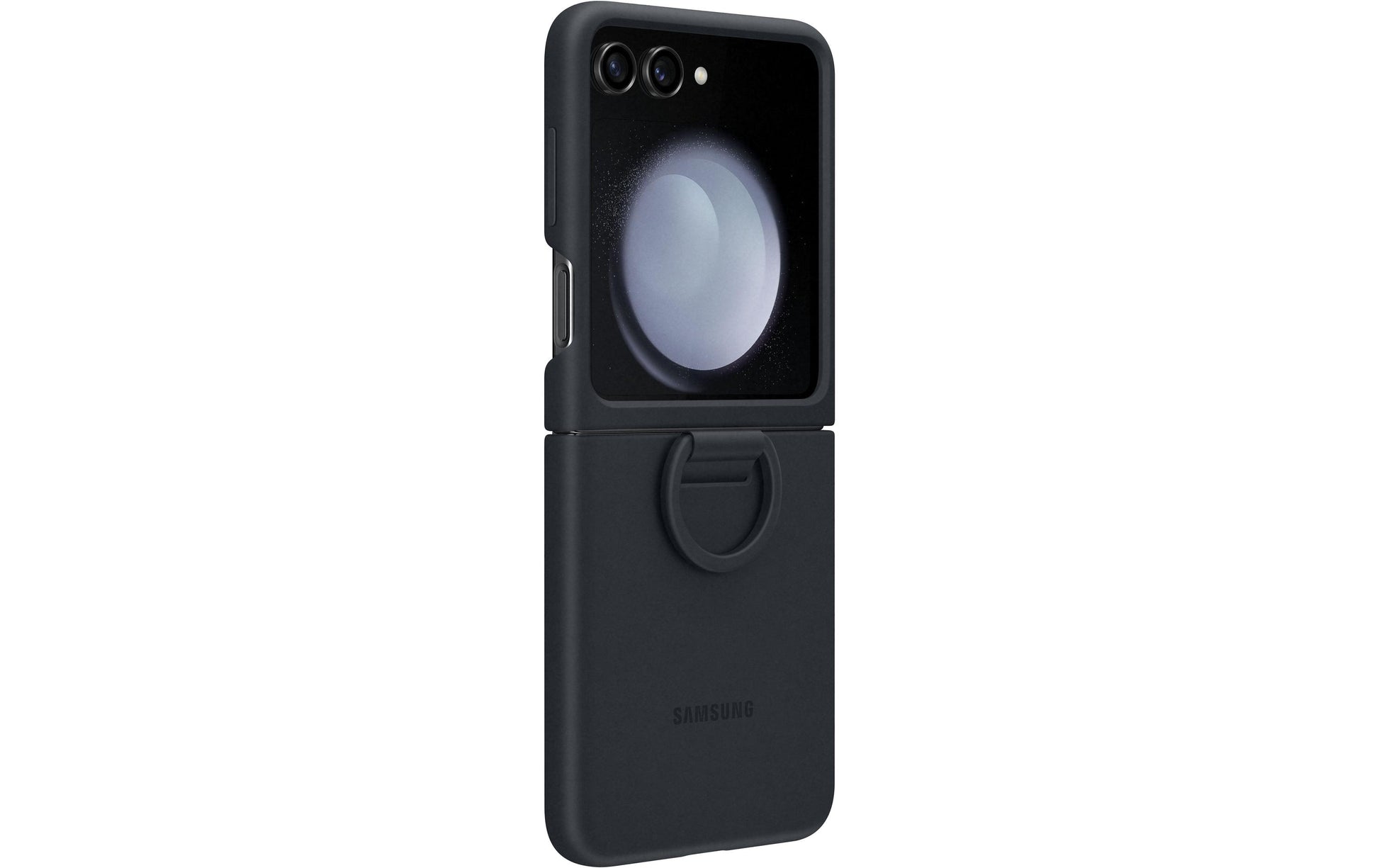 Samsung Backcover – für Samsung Galaxy Z Flip5, Silikon, Schwarz, mit Ring