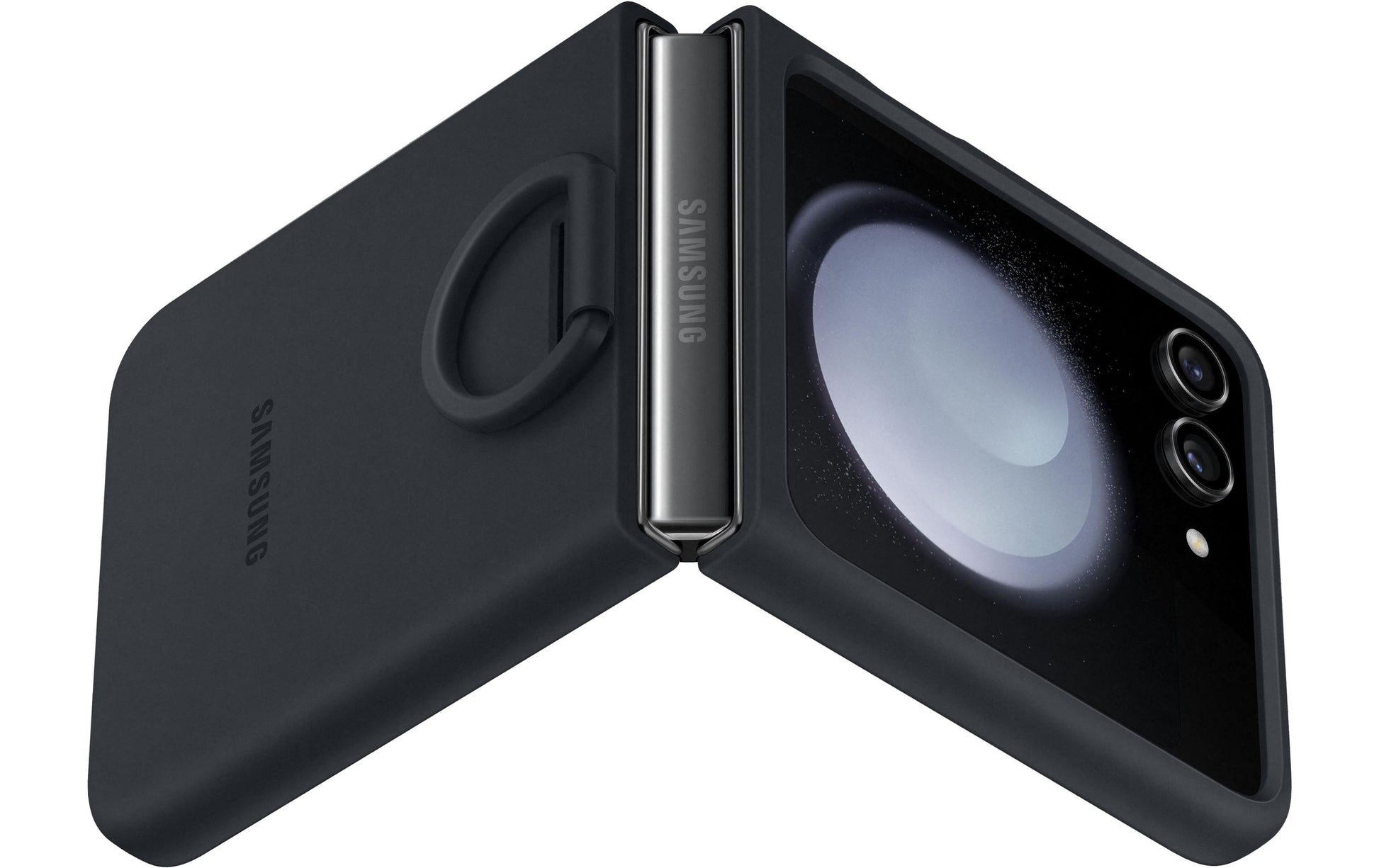 Samsung Backcover – für Samsung Galaxy Z Flip5, Silikon, Schwarz, mit Ring